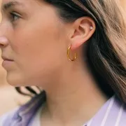 Créoles ovales 24 mm - fil demi jonc - Acier inoxydable 304L Doré x2