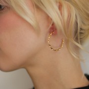 Créoles rondes torsadées ouvertes 32 mm - Acier inoxydable 304L Doré x2