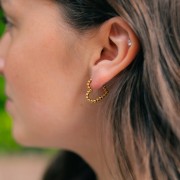 Créoles coeurs petites boules 17x16.5 mm - Acier inoxydable 304L Doré x2