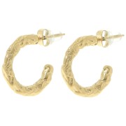 Créoles rondes martelées ouvertes 20.5 mm - Acier inoxydable 304L Doré x2