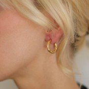 Créoles rondes martelées ouvertes 20.5 mm - Acier inoxydable 304L Doré x2