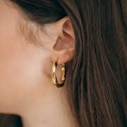 Créoles rondes effet torsadé 31 mm - Acier inoxydable 304L Doré x2