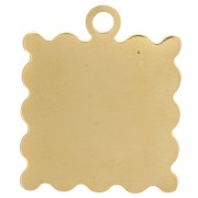 Breloque mini cadre 19.5x16 mm motif cerises - résine époxy - Acier inox 304L Doré