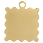 Breloque mini cadre 19.5x16 mm motif cerises - résine époxy - Acier inox 304L Doré