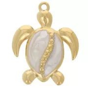 Pendentif tortue 31x24.5 mm Résine époxy - Acier inoxydable 304L Doré x1