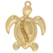 Pendentif tortue 31x24.5 mm Résine époxy - Acier inoxydable 304L Doré x1