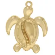 Pendentif tortue 31x24.5 mm Résine époxy - Acier inoxydable 304L Doré x1