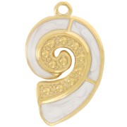 Pendentif coquillage 28x18 mm et résine époxy - Acier inox 304L Doré - Blanc nacré