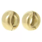 Créoles clips - Pour oreilles non percées 16 mm - Acier inox 304L Doré x2
