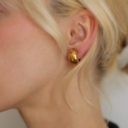 Créoles clips - Pour oreilles non percées 16 mm - Acier inox 304L Doré x2