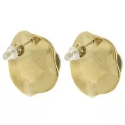 Boucles d'oreilles fleur 22mm avec perle imitation nacre - Acier inox 304L Doré x2