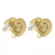 Clous d'oreille coeur 12x11.5 mm effet torsadé - Acier inox 304L Doré x2