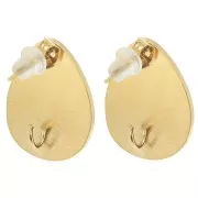 Clous d'oreilles goutte strié incurvé 20x16.5 mm Acier inoxydable 304L Doré x2