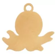 Breloque pieuvre 9x10 mm - résine époxy - Acier inoxydable 304L Doré - Blanc x1