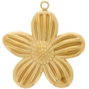 Pendentif fleur 28x26 mm - Acier inoxydable 304L Doré x1