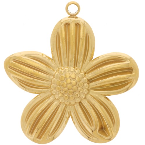 Pendentif fleur 28x26 mm - Acier inoxydable 304L Doré x1