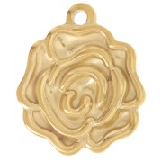 Pendentif fleur Rose 21x18 mm - Acier inoxydable 304L Doré x1