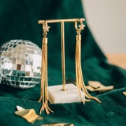 Créoles rondes 16 mm avec fleur en oxydes de zirconium - Acier Inox 304L Doré x2