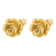 Boucles d'oreilles fleur rose 8 mm - Acier inoxydable 304L Doré x2|raw }}