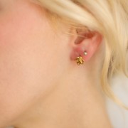 Boucles d'oreilles fleur rose 8 mm - Acier inoxydable 304L Doré x2