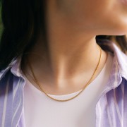 Tour de cou maille Venitienne 2 mm - Acier inoxydable 304L Doré x44cm