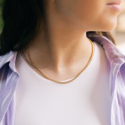 Tour de cou maille Venitienne  3 mm - Acier inoxydable 304L Doré x44cm