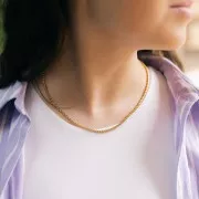 Tour de cou maille Venitienne  3 mm - Acier inoxydable 304L Doré x44cm