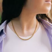 Tour de cou maille Venitienne 4 mm - Acier inoxydable 304L Doré x44cm