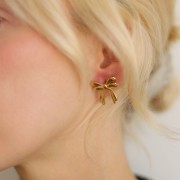 Boucles d'oreilles double noeud 20x21 mm - Acier inoxydable 304L Doré x2