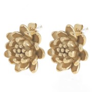 Clous d'oreilles fleur 20 mm - Acier inoxydable 304L Doré x2|raw }}