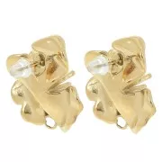 Clous d'oreilles fleur 21 mm avec résine époxy - Acier inox 304L Doré - Rouge x2