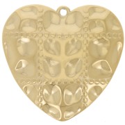 Pendentifs coeur effet matelassé 26x27 mm - Acier inoxydable 304L Doré x2