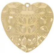 Pendentifs coeur effet matelassé 26x27 mm - Acier inoxydable 304L Doré x2