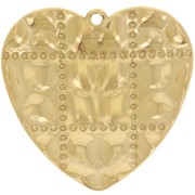 Pendentifs coeur effet matelassé 26x27 mm - Acier inoxydable 304L Doré x2