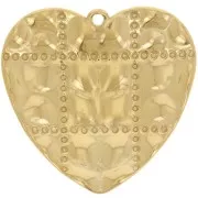 Pendentifs coeur effet matelassé 26x27 mm - Acier inoxydable 304L Doré x2