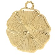Pendentif fleur 20 mm avec perle imitation nacre - Acier inox 304L Doré - Blanc x1