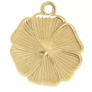 Pendentif fleur 20 mm avec perle imitation nacre - Acier inox 304L Doré - Blanc x1
