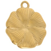 Pendentif fleur 20 mm avec perle imitation nacre - Acier inox 304L Doré - Rouge x1