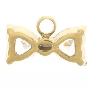 Breloque noeud papillon 6x9.5mm avec oxydes de zirconium - Acier inox 304L Doré x1