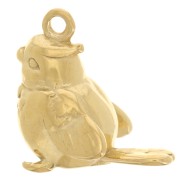 Breloque oiseau Perruche 16x15 mm - Acier inoxydable 304L Doré x1