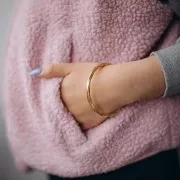 Bracelet jonc strié torsadé - 64.5 mm - Acier inoxydable 304L Doré x1