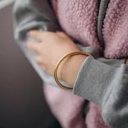 Bracelet jonc ciselé 65 mm - Acier inoxydable 304L Doré x1