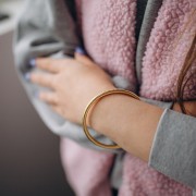 Bracelet jonc strié - 65 mm - Acier inoxydable 304L Doré x1