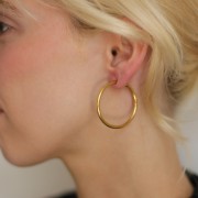 Créoles rondes 35 mm - Fil 2.5 mm - Acier inoxydable 304L Doré x2