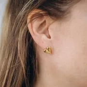 Boucles d'oreilles coeur 14x12 mm - Acier inoxydable 304L Doré x2