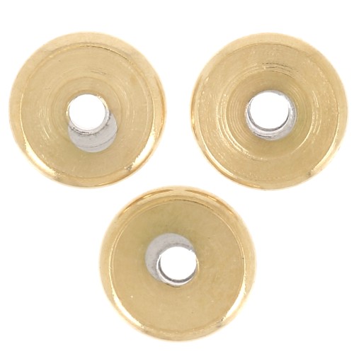 Perles rondelles Heishi - disque plat 5x1 mm - Acier inoxydable 304L Doré x10