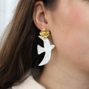 Pendentif oiseau en acétate 49x36mm exclu Perles&Co - Ecaille de tortue - Marron