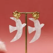 Pendentif oiseau en acrylique 49x36 mm exclu Perles&Co - Kaki x1