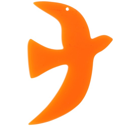 Pendentif oiseau en acetate translucide 49x36 mm exclu Perles&Co - Orange x1
