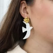 Pendentif oiseau en acetate translucide 49x36 mm exclu Perles&Co - Orange x1